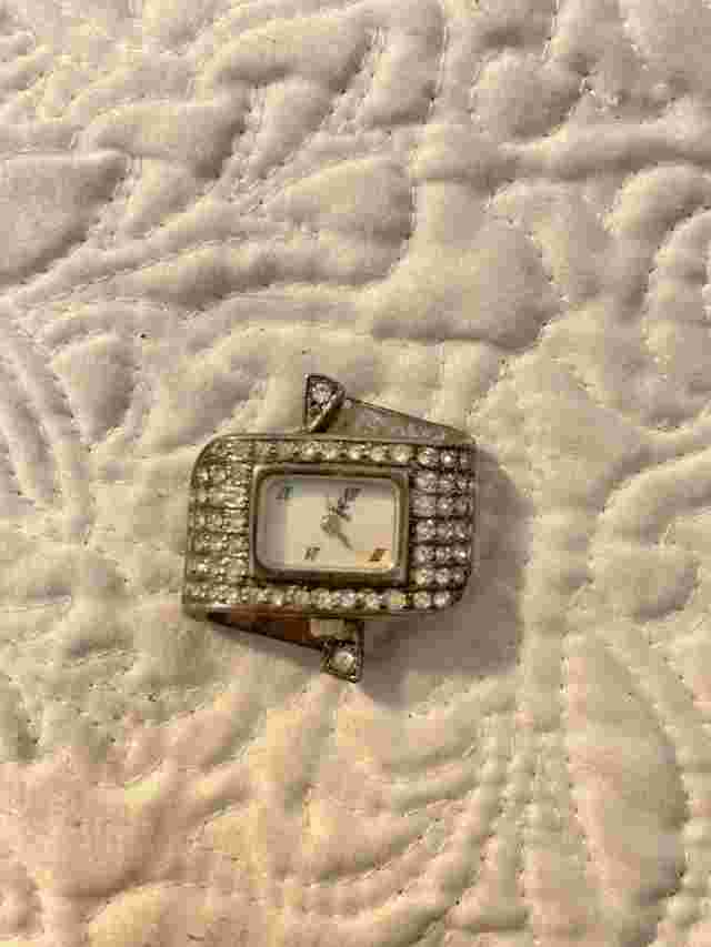 HSN Suzanne Somers Paved Oblong Cubic Zirconia Silvertone Ladies Bracelet Watch