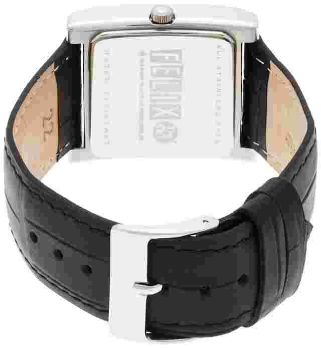FELIX THE CAT Men's Watch FLX002W2 Black Leather Band Metal Case Seconds Hand
