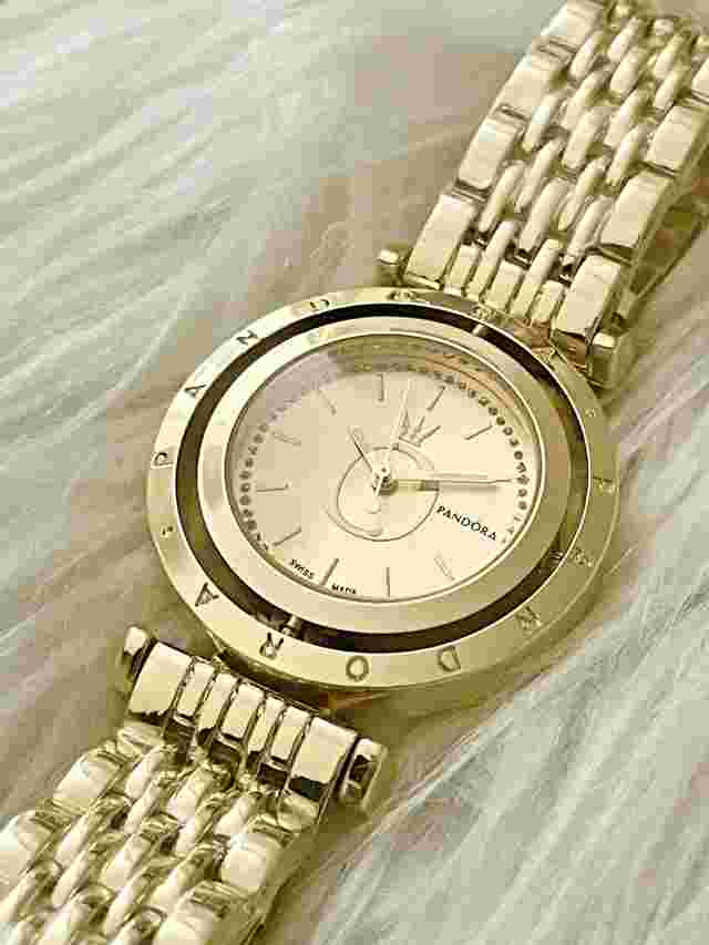 Gold Pandora Rotating Face Designer Luxury Watch 17cm Band 38mm Diamonds #221