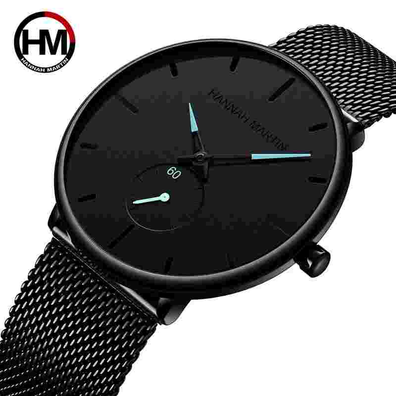 Hannah Martin Stainless Steel Mesh Small Dial Men Classic Luxury Quartz Watches
