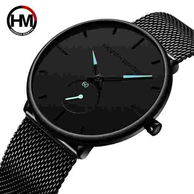 Hannah Martin Stainless Steel Mesh Small Dial Men Classic Luxury Quartz Watches