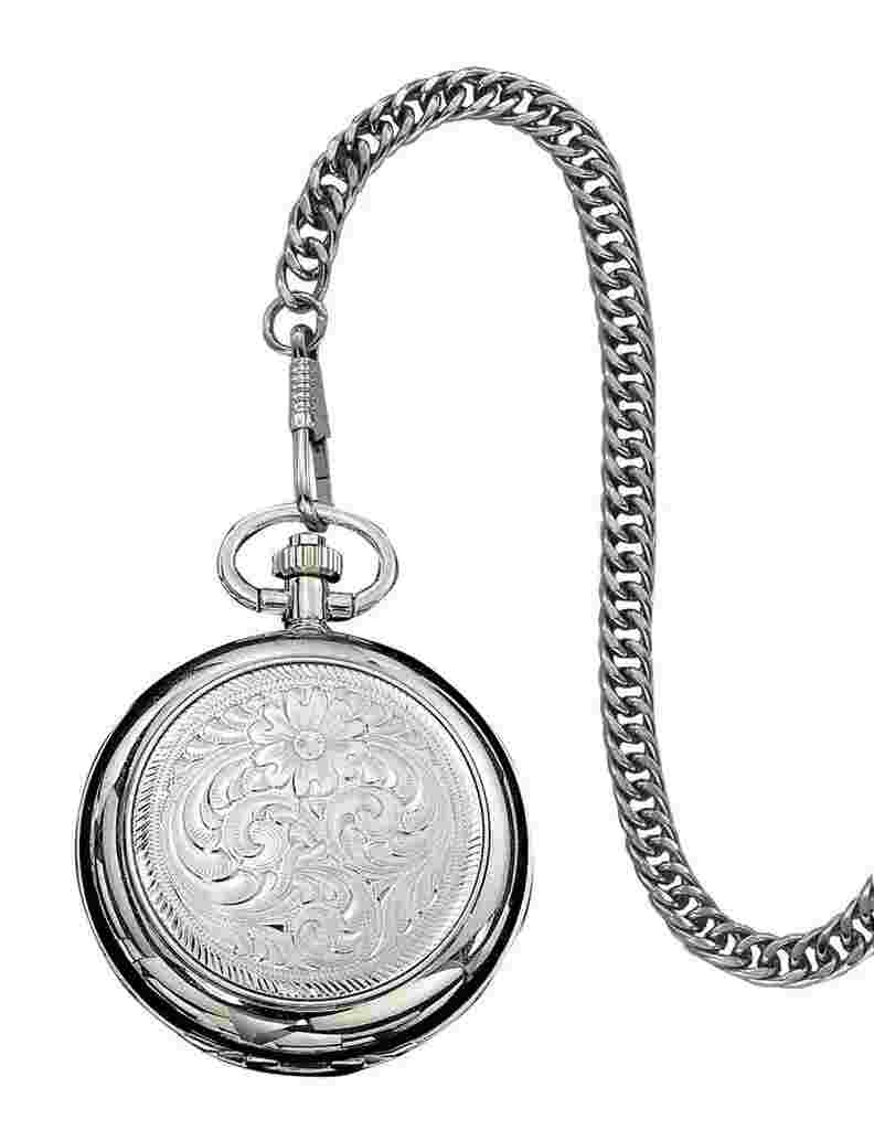 Montana Silversmiths Watch Mens Engraved Small Inlay Pocket WATCHP10