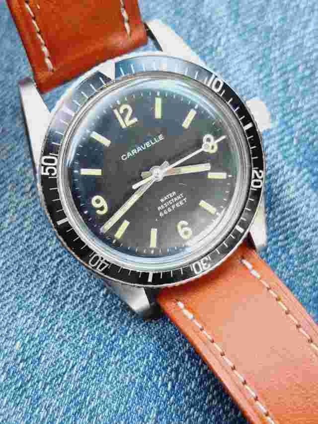 Clean 1970 CARAVELLE Bulova ‘Sea Hunter’ Devil Duvet 666 Lollipop Explorer