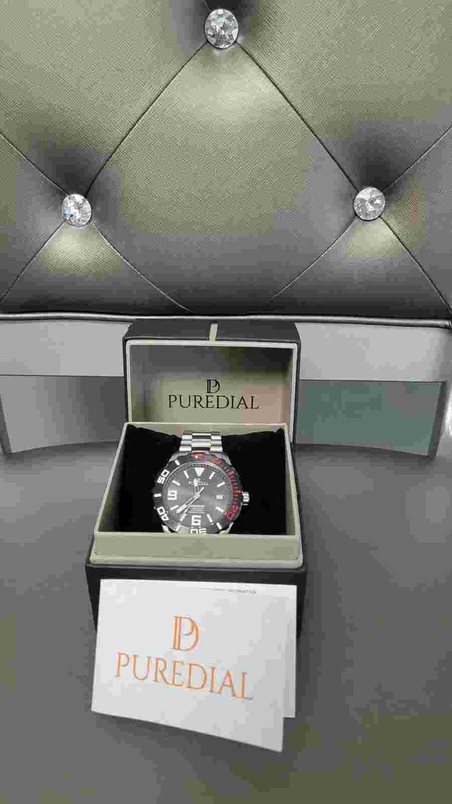 Puredial Tempostar Automatic Black/Red Dial 45mm  Men's Watch. New in box