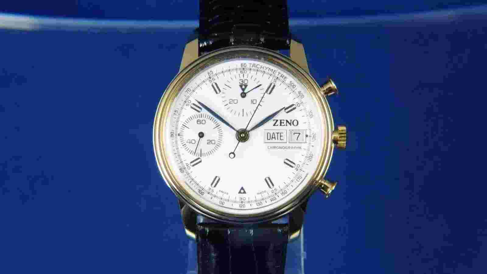 Rare Zeno Hand Wound Chronograph Watch Valjoux 7765 / 7750 Watch NOS 1980S NEW