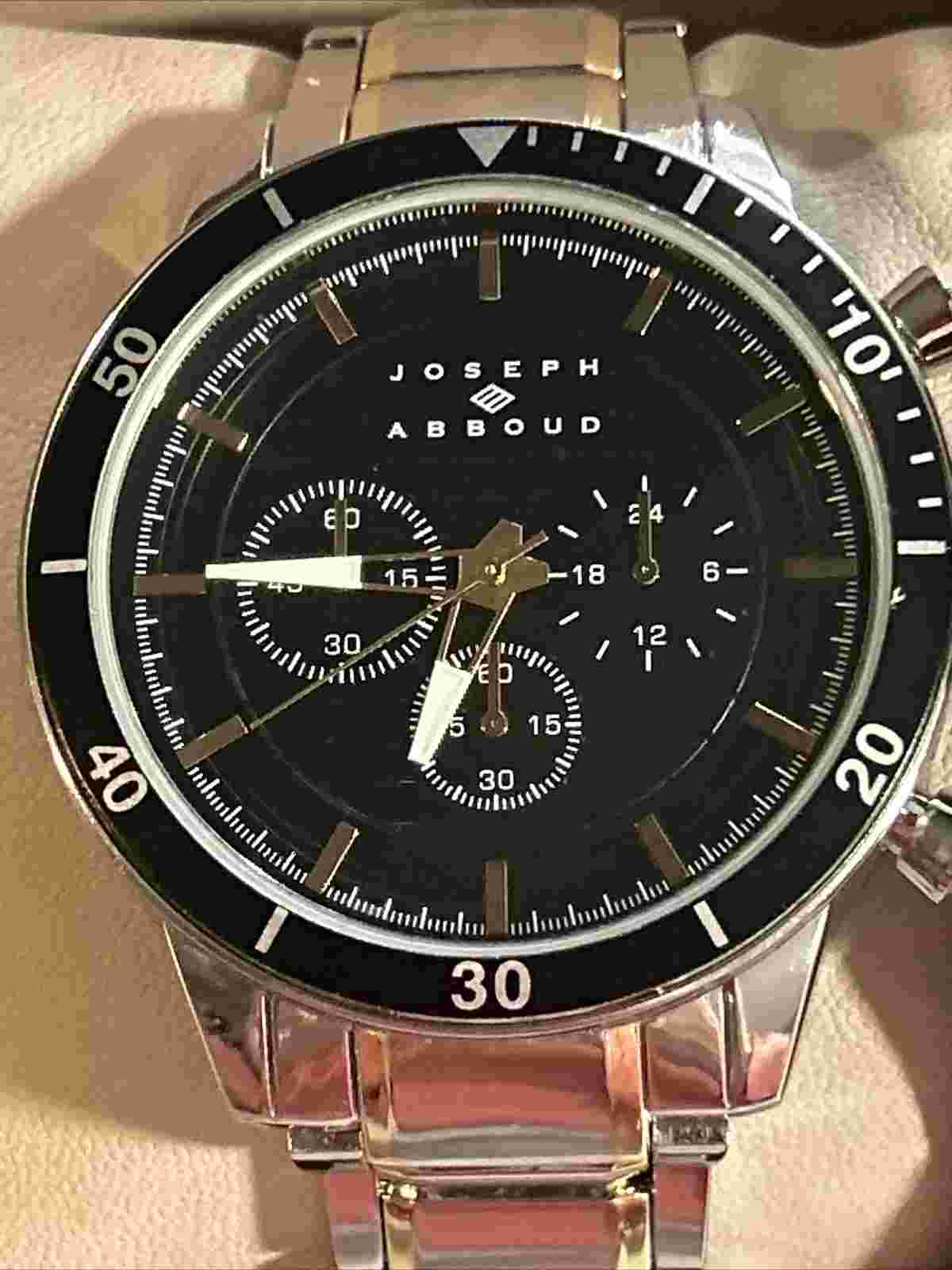 NIB - Joseph Abboud Mens 👀 Wristwatch (Gun Metal ) And Matching Bracelet Set
