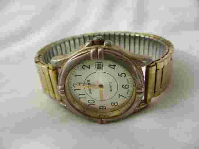 Watch It Big Face Goldtone Watch, Metal Expansion Band, Date Indicator