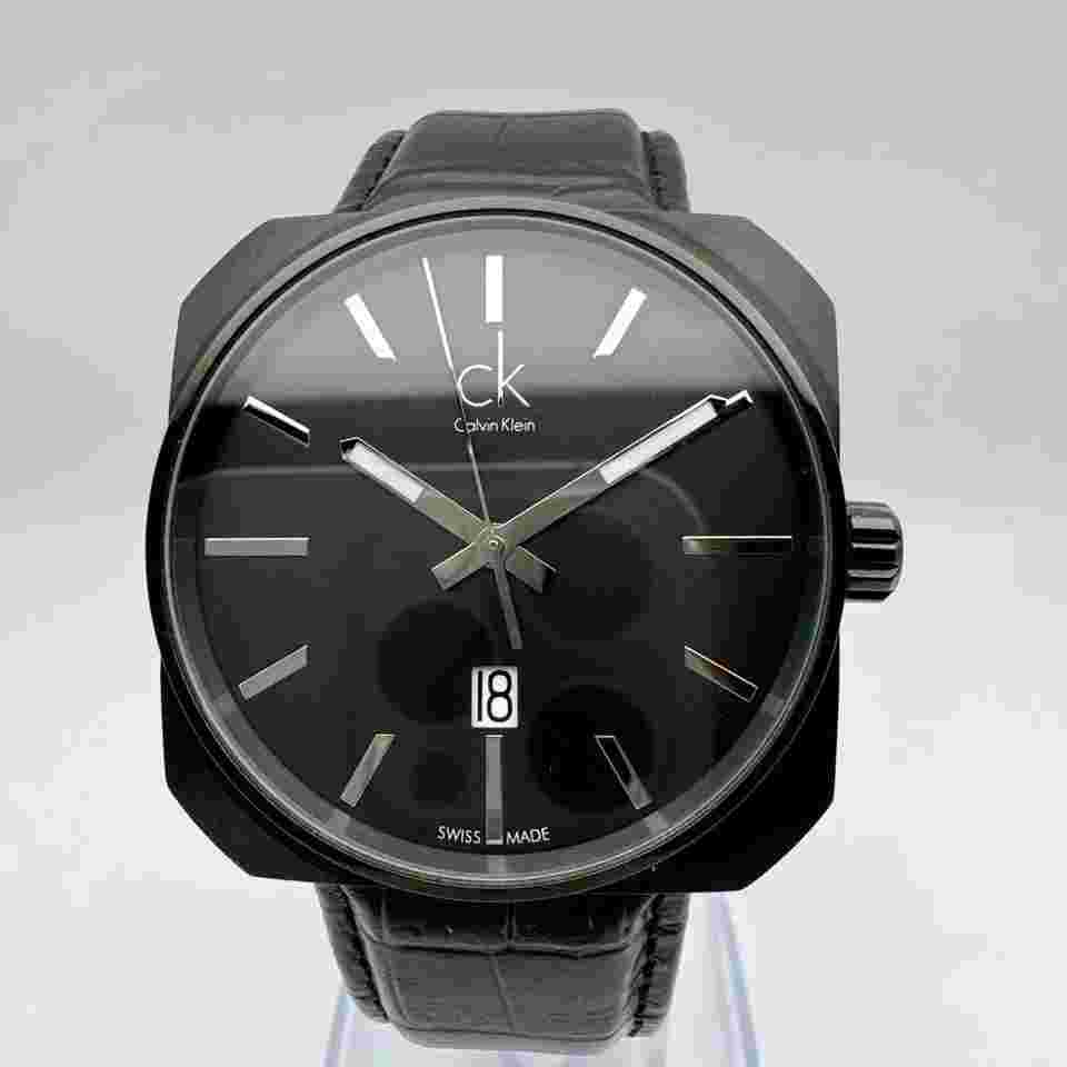 Calvin Klein Solid Men'S Watch Black Calendar 3 Hands