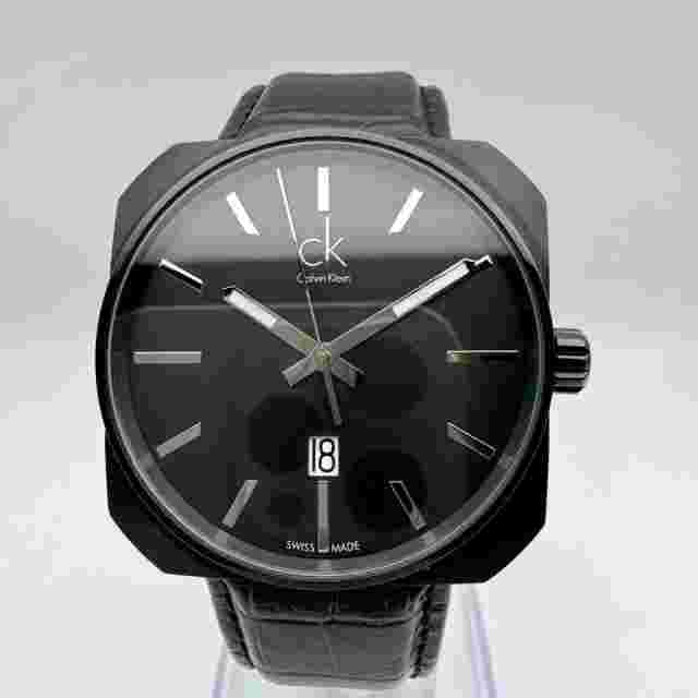 Calvin Klein Solid Men'S Watch Black Calendar 3 Hands