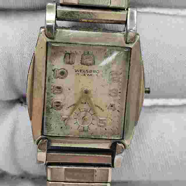 Vintage Swiss Welsbro Tank 10K Gold Plate Mechanic 17 Jewels Watch Parts/Repair