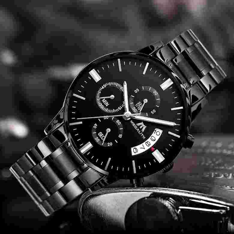 MEGALITH Mens Watches Chronograph Stainless Steel Waterproof Watches for Men Lar