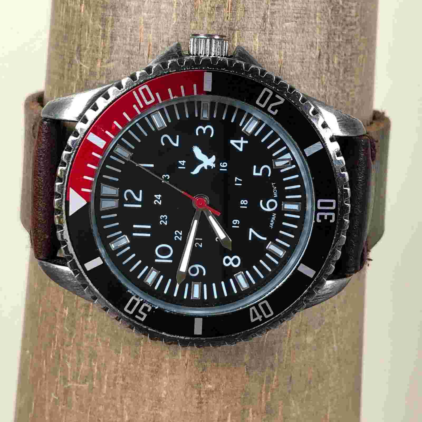 American Eagle Outfitters Men Sport Brown Leather 40mm Quartz Watch 7 1/2"