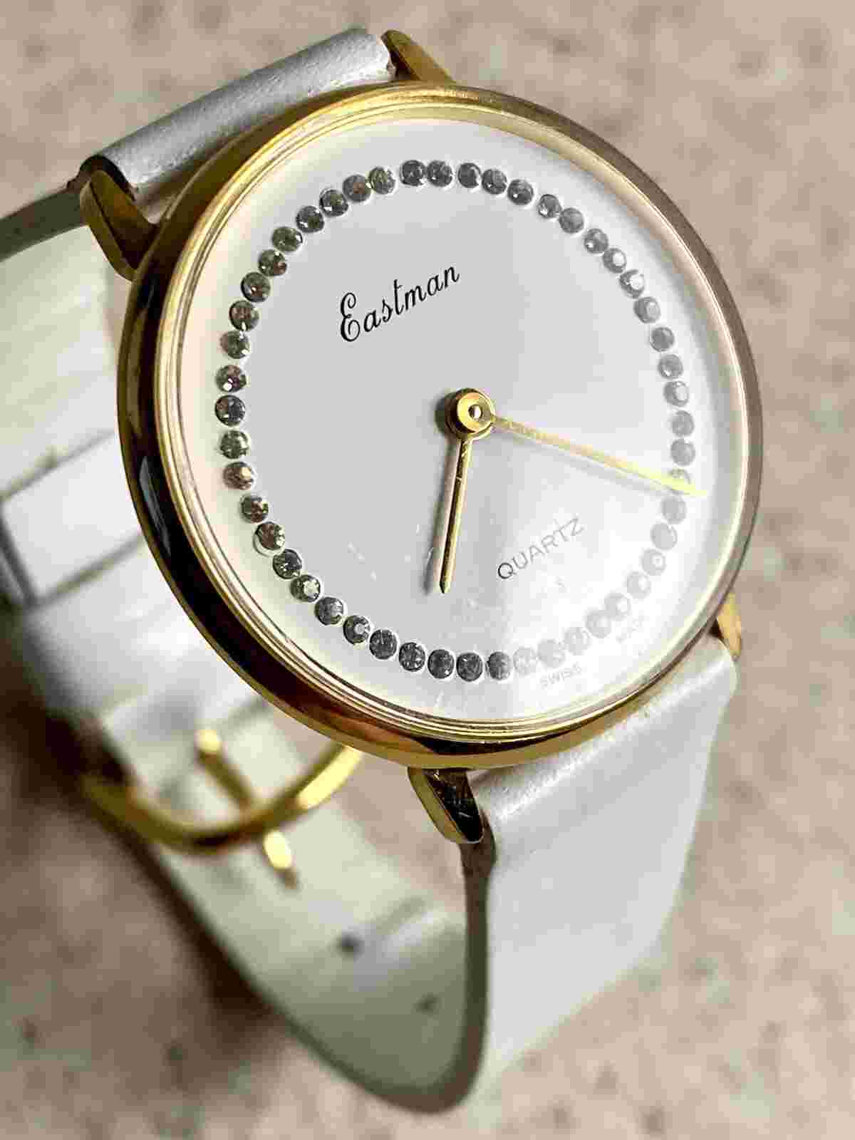Eastman Quartz Swiss Women’s Watch Dial Crystal Accent New Battery