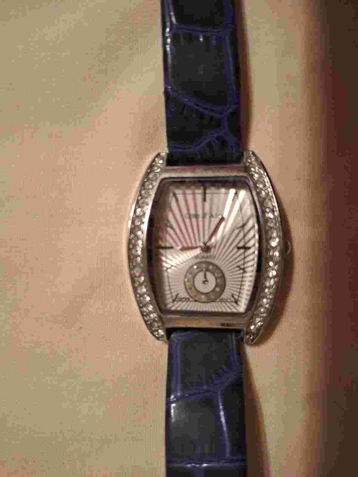 Cote d' Azur Silver Tone Dial Blue Band Quartz Watch