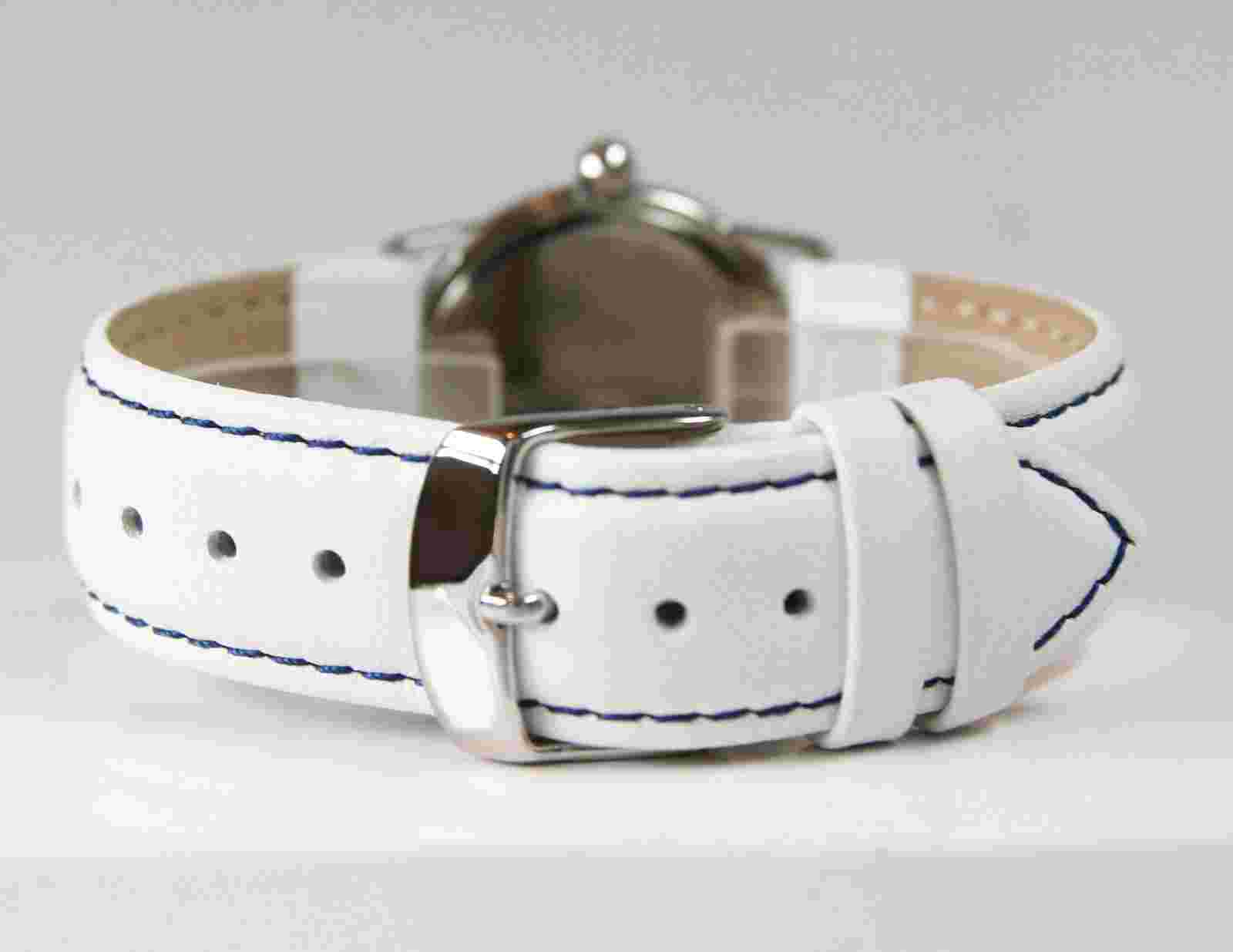 Talbots Women's Silver-Tone Watch with White/ Blue Leather Strap. New and unworn