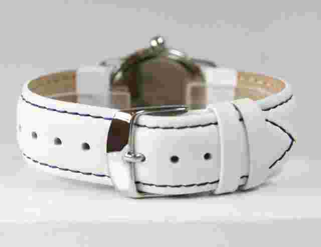 Talbots Women's Silver-Tone Watch with White/ Blue Leather Strap. New and unworn
