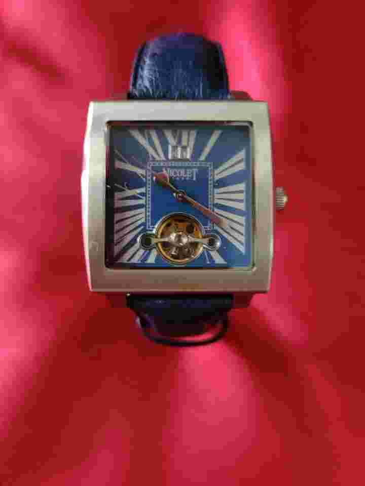⚡️Nicolet 1886 Automatic Genuine Ostrich Band Automatic Open Heart Watch