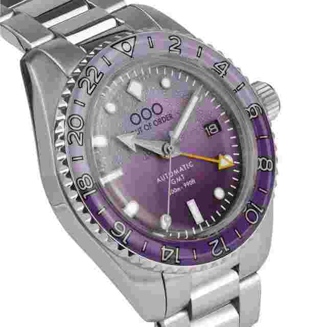 Out Of Order 001-25.LA.BAND.SS Men's Dark Violet Auto Ultra Brushed GMT Wristwat