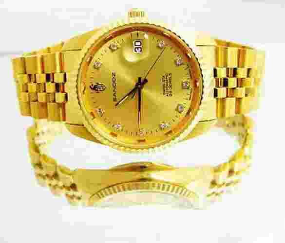 Sandoz Diamond Hour Marker Gold Tone Dial Automatic Men's Watch 8502D-70-2