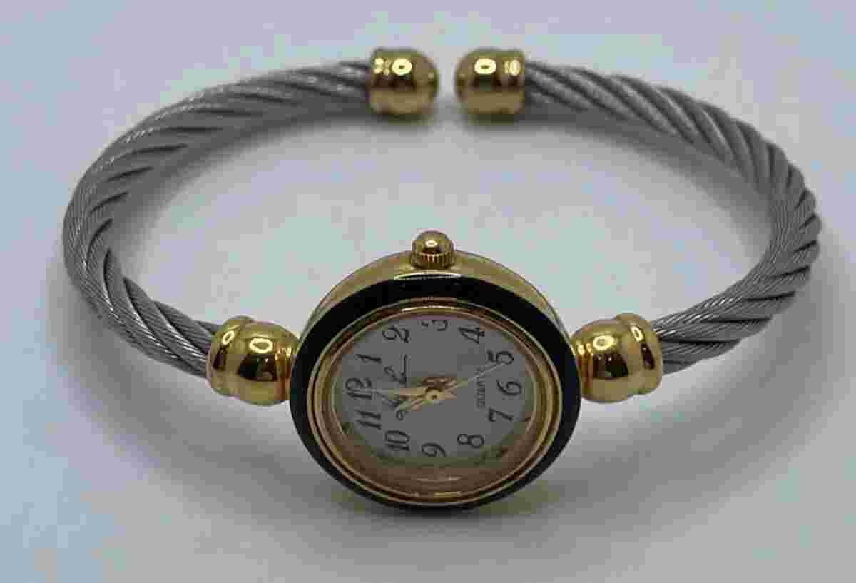 Kathie Lee Watch Womens 21mm Two Tone Case Bangle Band Quartz Three Hands