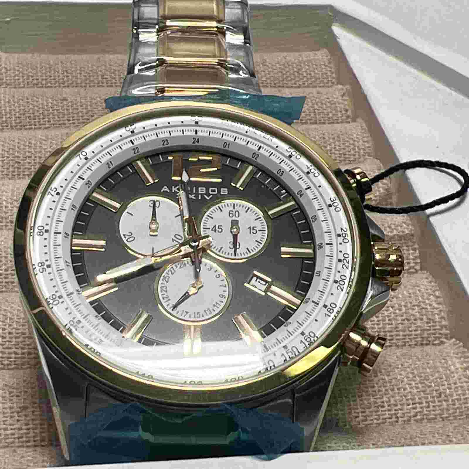 AKRIBOS XXIV Mens Stainless Steel Watch NWT