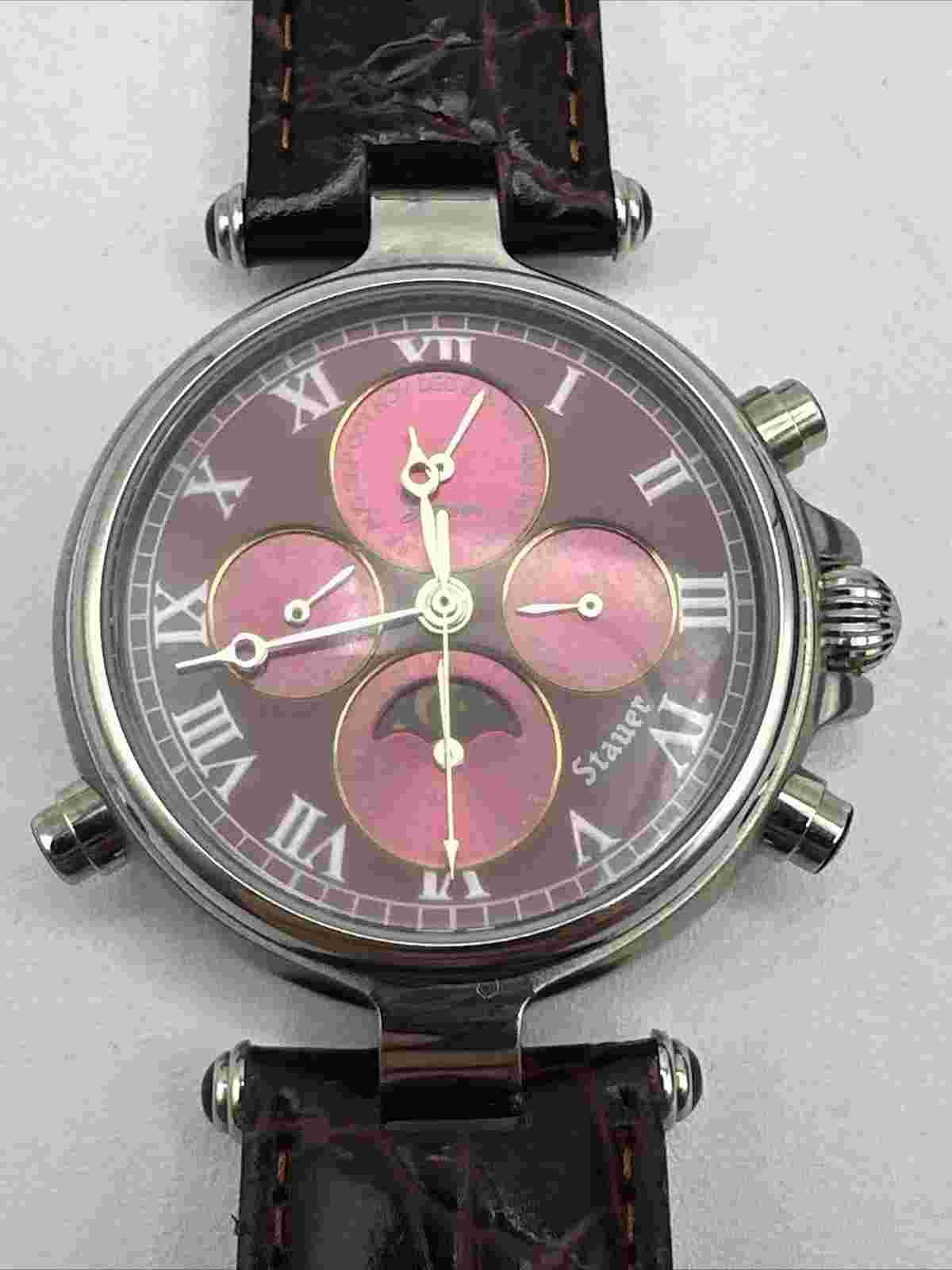 Stauer Graves 33 Automatic Purple Moon Phase Watch With box