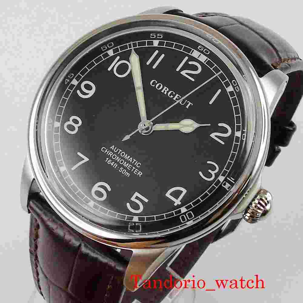 Corgeut 41mm Miyota 8215 Mechanical Automatic Movement Men Watch Leather Strap