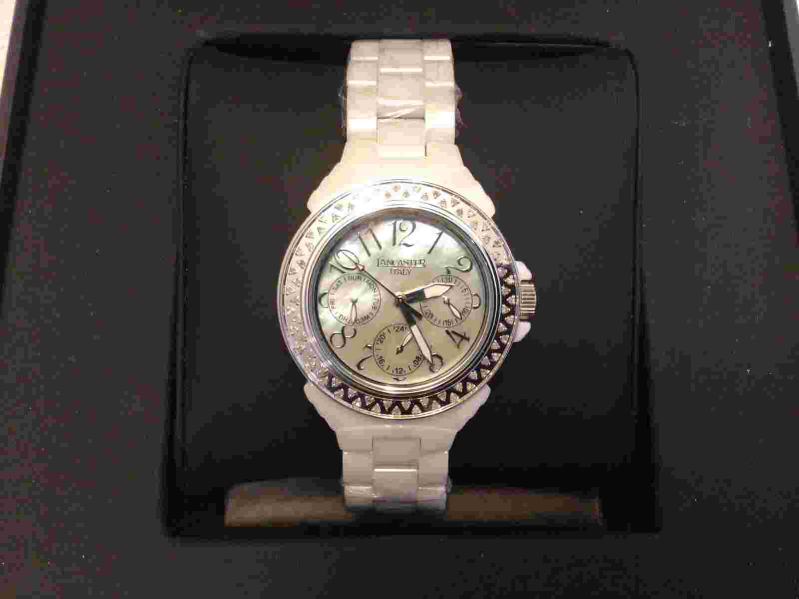 Lancaster Lady Ceramic Diamonds OLA0649SS/BN women's quartz wristwatch