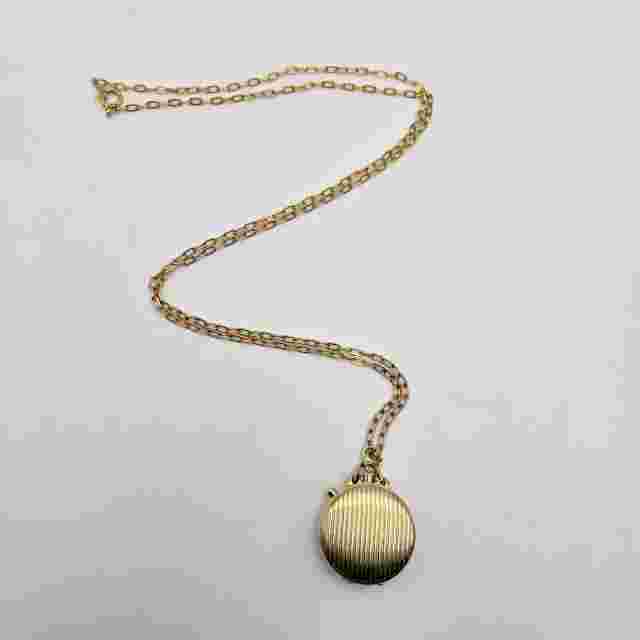 Belair Pocket Watch Pendant Necklace Goldtone Vintage USA Swiss Water Resistant