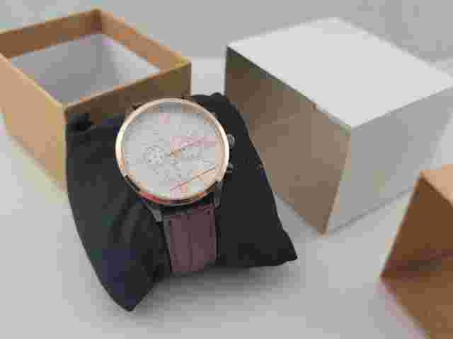 Unrvlld/Spply Watch by ASOS White, 42mm Rose Gold, Brown Leather Strap