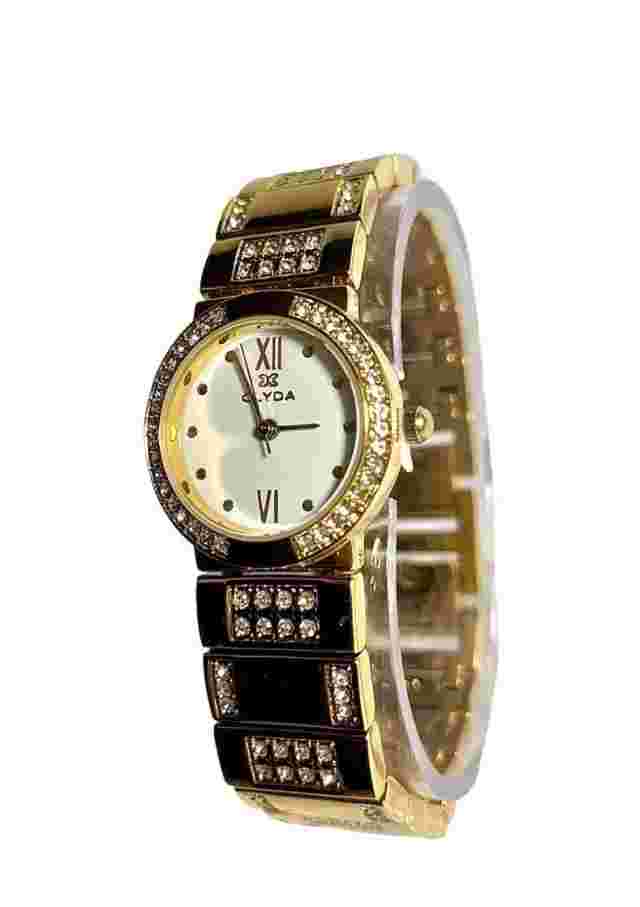 Clyda Women’s Watch - Quartz Analog - White/Gold Dial - Jewel Gold Strap