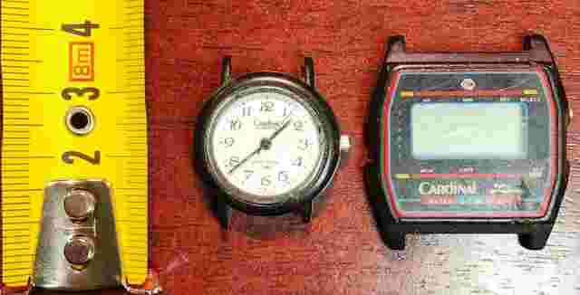 Lot of 2x Vintage Cardinal Quartz and Digital Watches - Functional - No Straps
