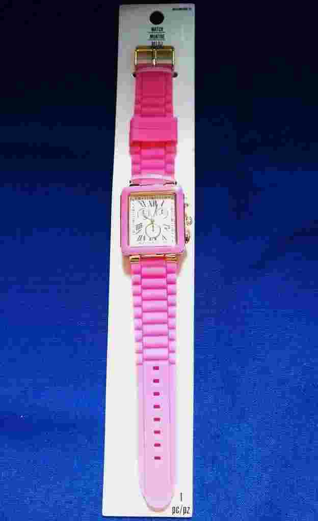 Pink silicone adult watch battery operated New Battery included Roman numerals
