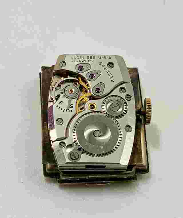 1930's Vintage Lord Elgin 21j 559 Art Deco style wristwatch 14k GF