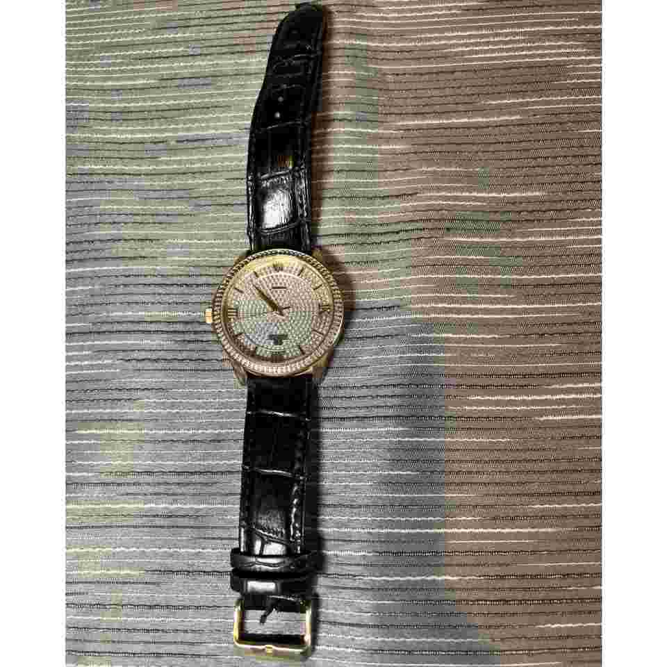Joshua & Sons JS-19-YG Swiss Quartz Diamond Leather Strap Mens Watch