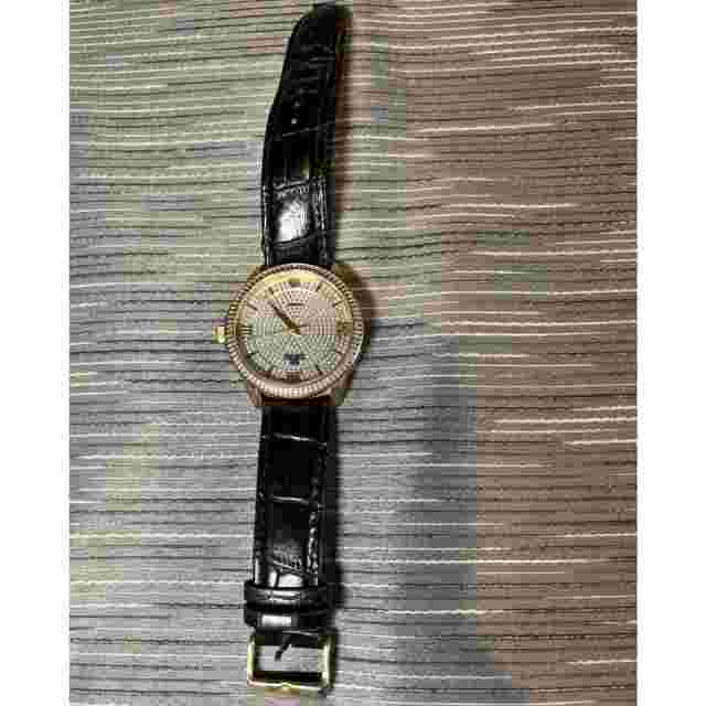 Joshua & Sons JS-19-YG Swiss Quartz Diamond Leather Strap Mens Watch