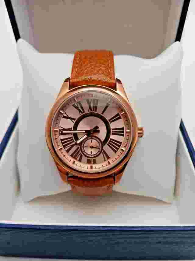 Bronzo Italia Boyfriend Watch Unisex Rose Gold Tone Leather Band New Battery