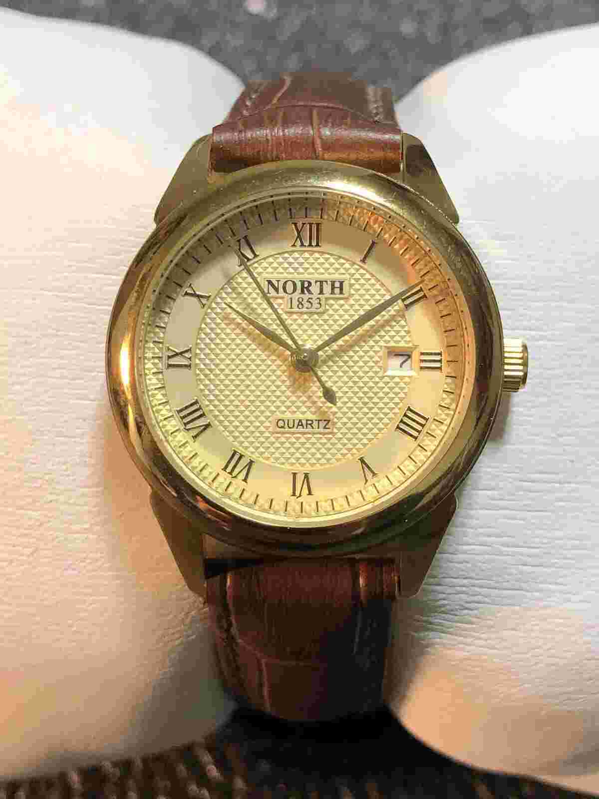 North 1853 Women’s Quartz Watch Gold Tone Dial Wristwatch W/Date New Battery