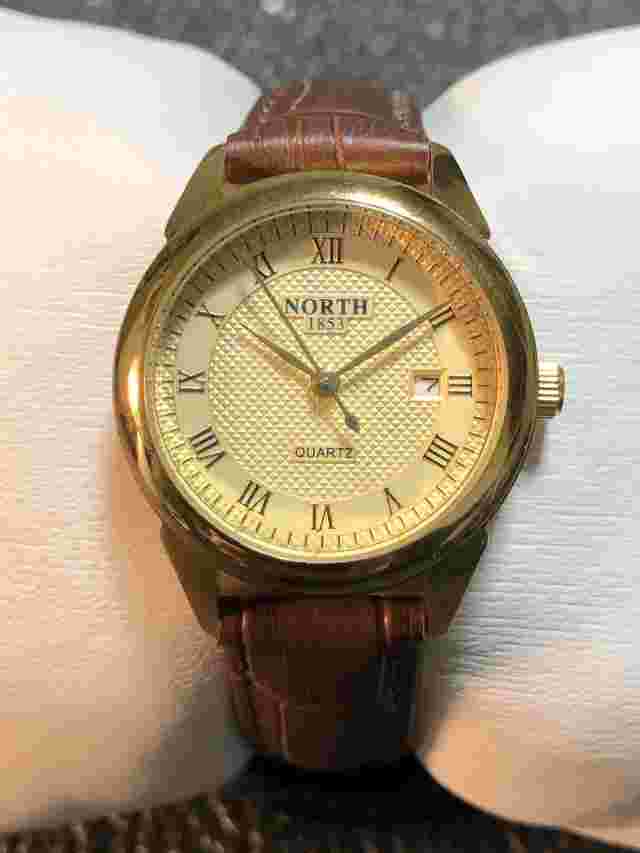 North 1853 Women’s Quartz Watch Gold Tone Dial Wristwatch W/Date New Battery