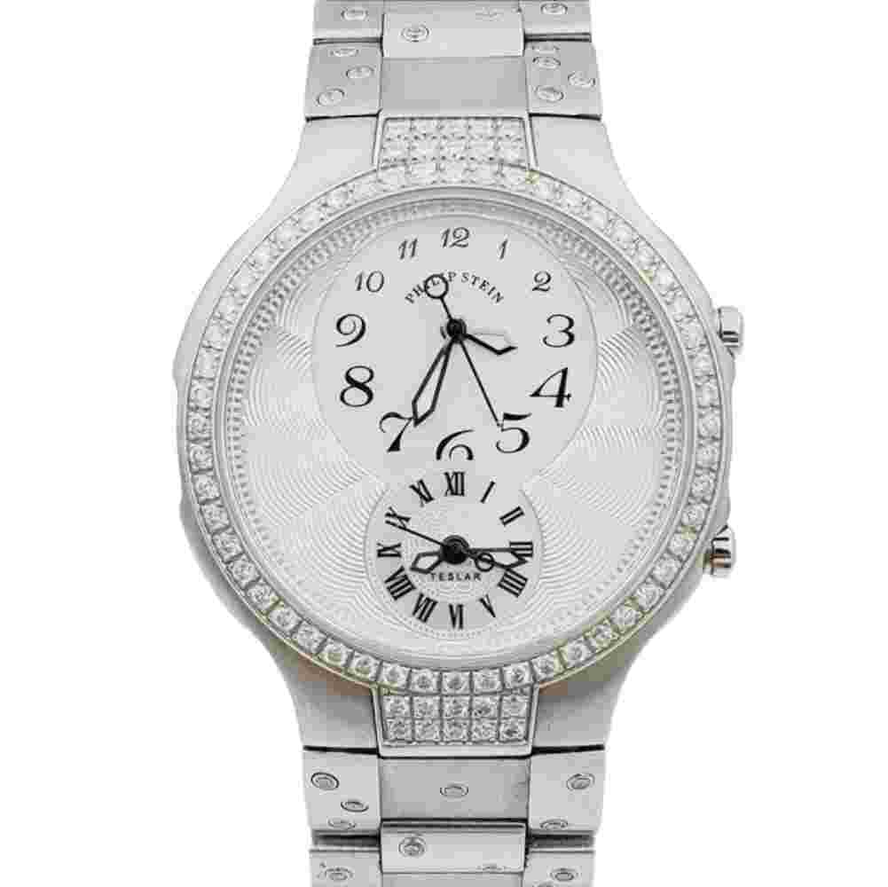 Ladies Philip Stein Teslar 33mm Steel Wristwatch with MOP Dial & Diamond Bezel.