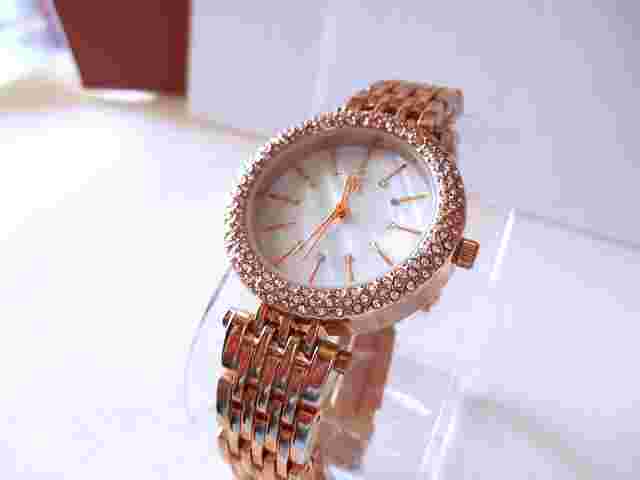 INC IN002RG 415 Rose Goldtone Ladies Watch with Rhinestone Accents - New Battery