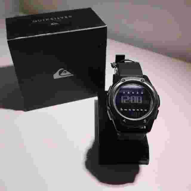 Quiksilver Stringer Black Watch In Box 20atm Surf Watch Timer Alarm Light