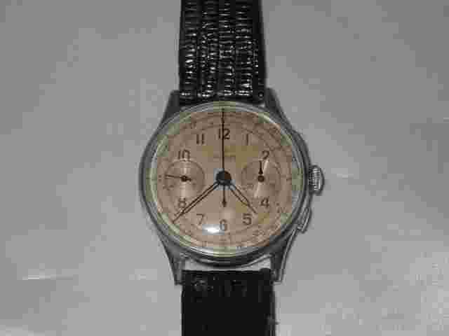Helbros Chronograph, Mens Wristwatch, Excellent Condition, Leather Band