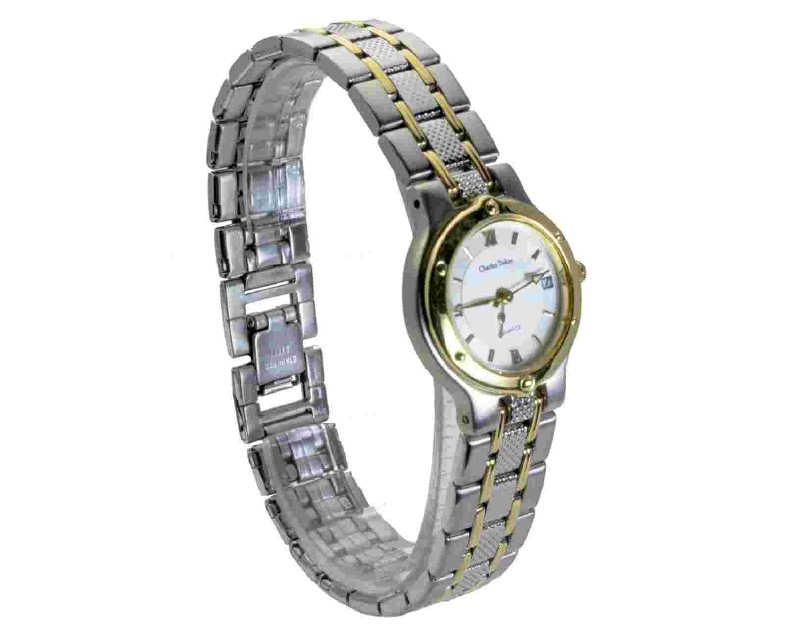CHARLES DELON GOLD AND STAINLESS STEEL FINISH WATCH BRACELET WITH DATE