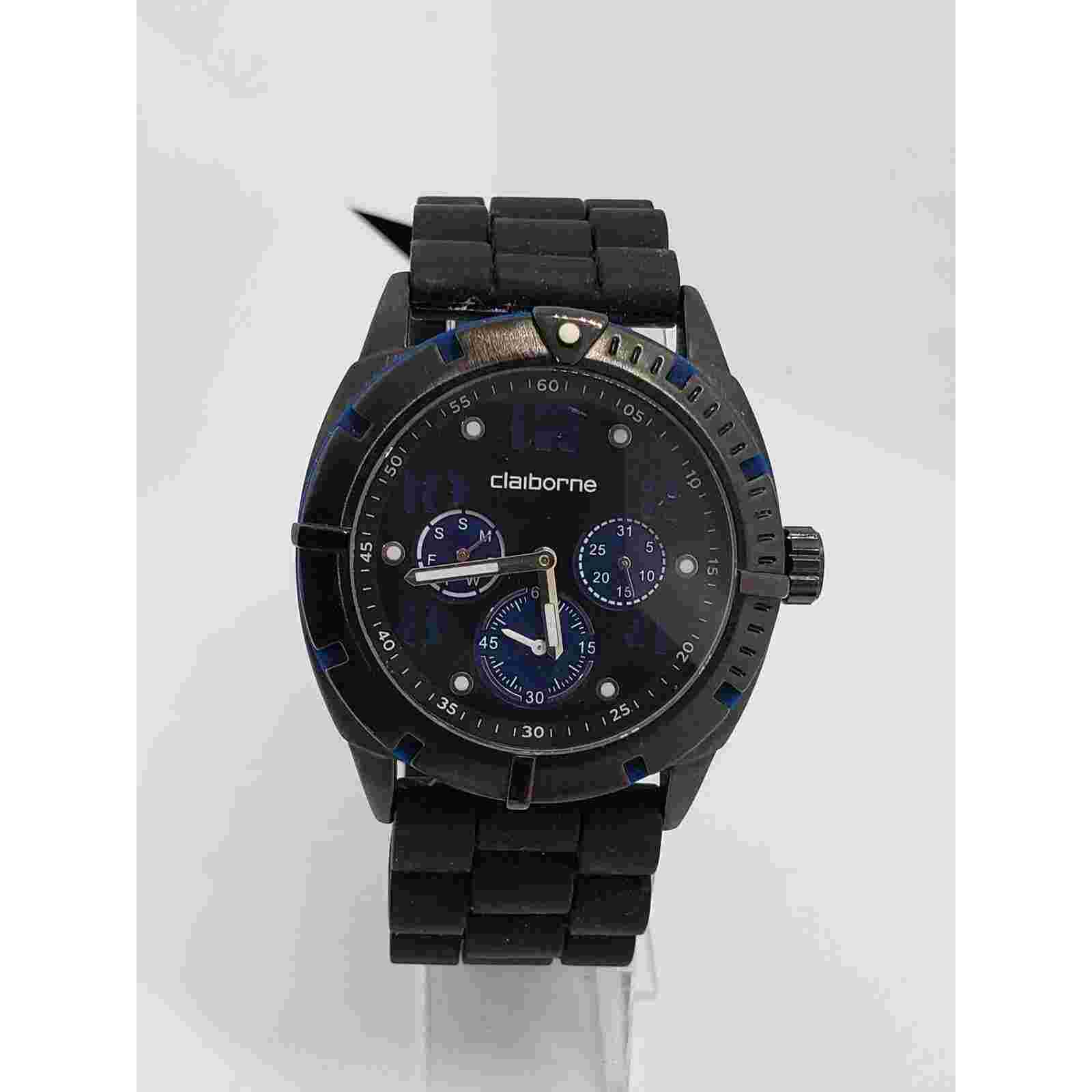 Claiborne men's sport watch. Multi function black face CLM 1013 Working watch