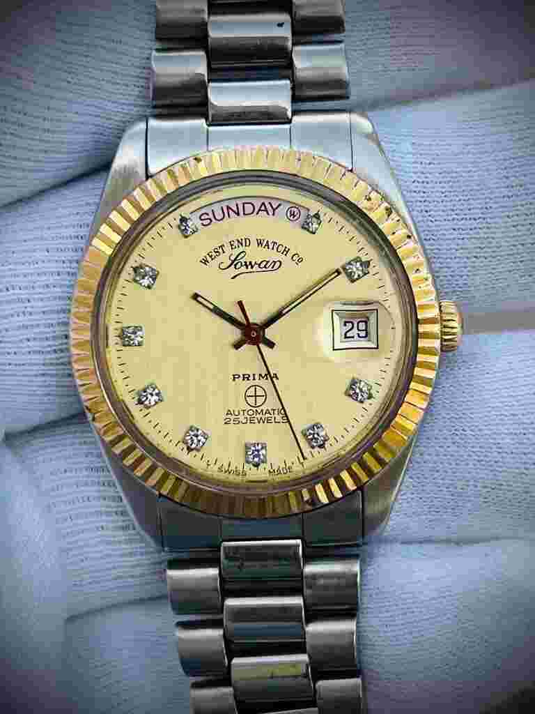 Vintage NOS West End Co President Diamond Dial, Automatic Gents Watch 37mm