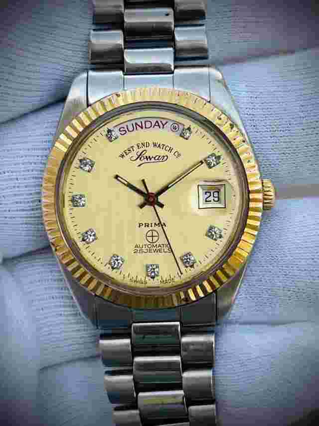 Vintage NOS West End Co President Diamond Dial, Automatic Gents Watch 37mm