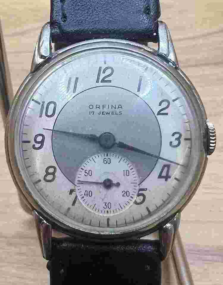 VINTAGE ORFINA MEN'S MILITARY SUB DIAL WATCH, 17J, RUNNING, MECHANICAL, 32.5MM