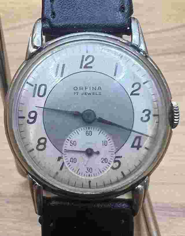 VINTAGE ORFINA MEN'S MILITARY SUB DIAL WATCH, 17J, RUNNING, MECHANICAL, 32.5MM