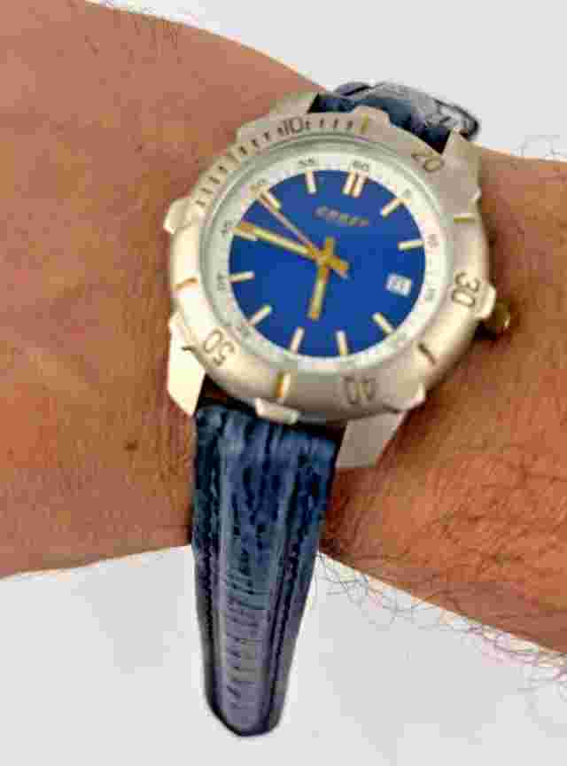 Watch Cadet Quartz Men Analog 40mm New Functional Blue Leather Strap